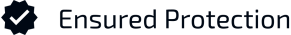 A logo featuring a checkmark inside a star shape, accompanied by the text "Ensured Protection," symbolizes reliable safeguard, much like Florida's trusted solutions for lightning protection.