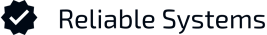 Logo of Reliable Systems featuring a checkmark inside a gear symbol on the left, embodying our commitment to excellence in lightning protection across Florida.