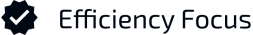 A logo showcases a dark blue checkmark within a gear shape, symbolizing "Efficiency Focus" in a modern sans-serif font, capturing the essence of Florida's lightning protection innovation.